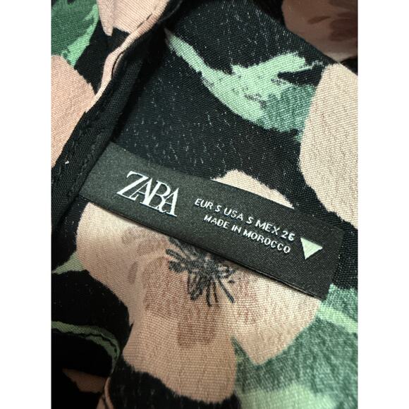 Zara Black Multicolor Floral Flower Long Sleeve Maxi Bodycon Mesh Dress Sz S - Picture 6 of 7